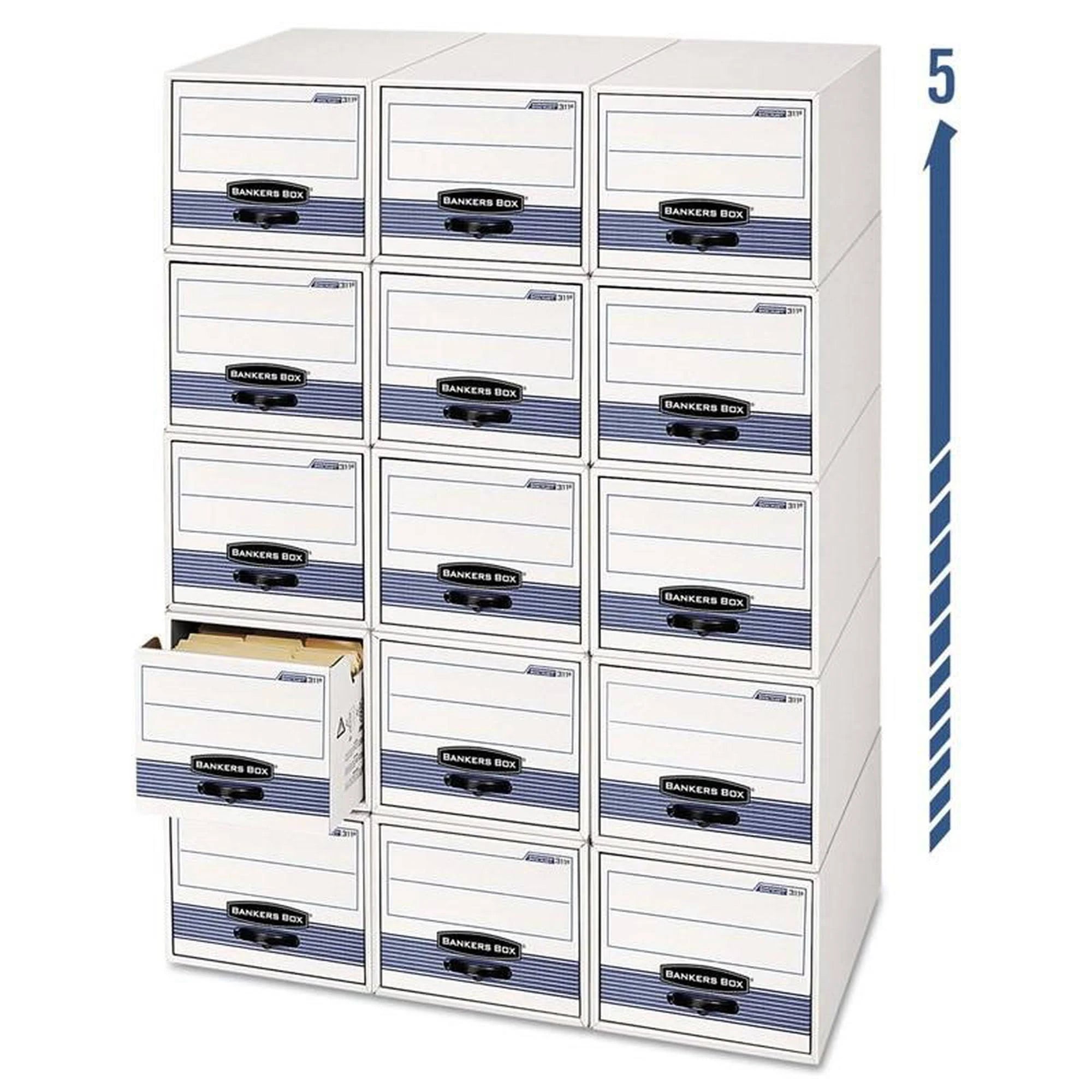 Bankers Box Stor/Drawer Steel Plus Storage Box Letter White/Blue 6/Carton
