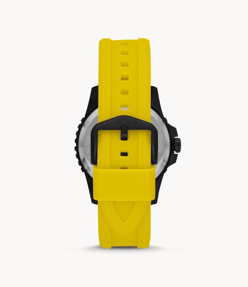 Fossil Mens FB01 ThreeHand Date Yellow Silicone Watch  Yellow