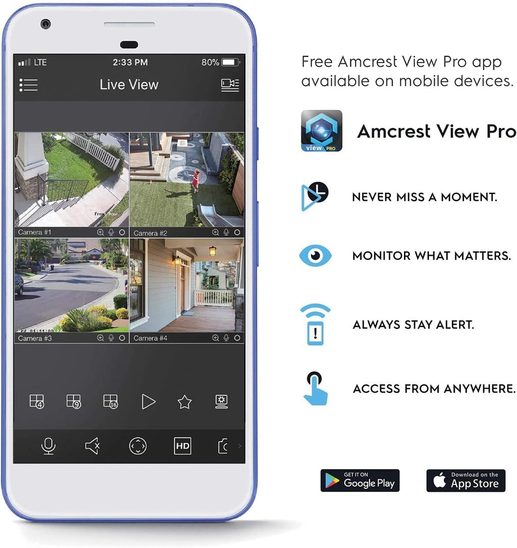 Amcrest 5MP Turret POE Camera, UltraHD Outdoor IP Camera POE with Mic/Audio, 5-Megapixel Security Surveillance Cameras, 98ft NightVision, 2.8mm Lens (103° FOV), IP67, MicroSD (256GB), (IP5M-T1179EW)