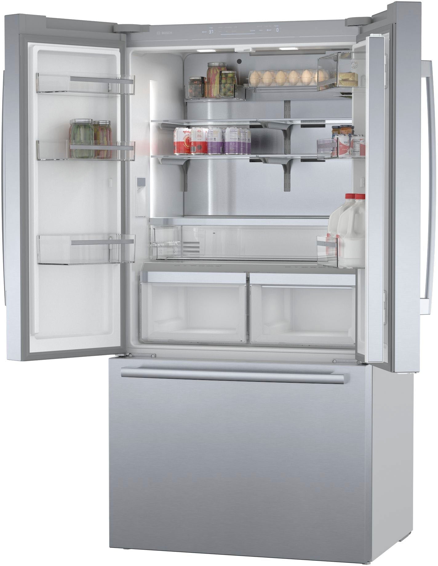 Bosch - 800 Series 21 Cu. Ft. French Door Counter-Depth Smart Refrigerator - Stainless steel