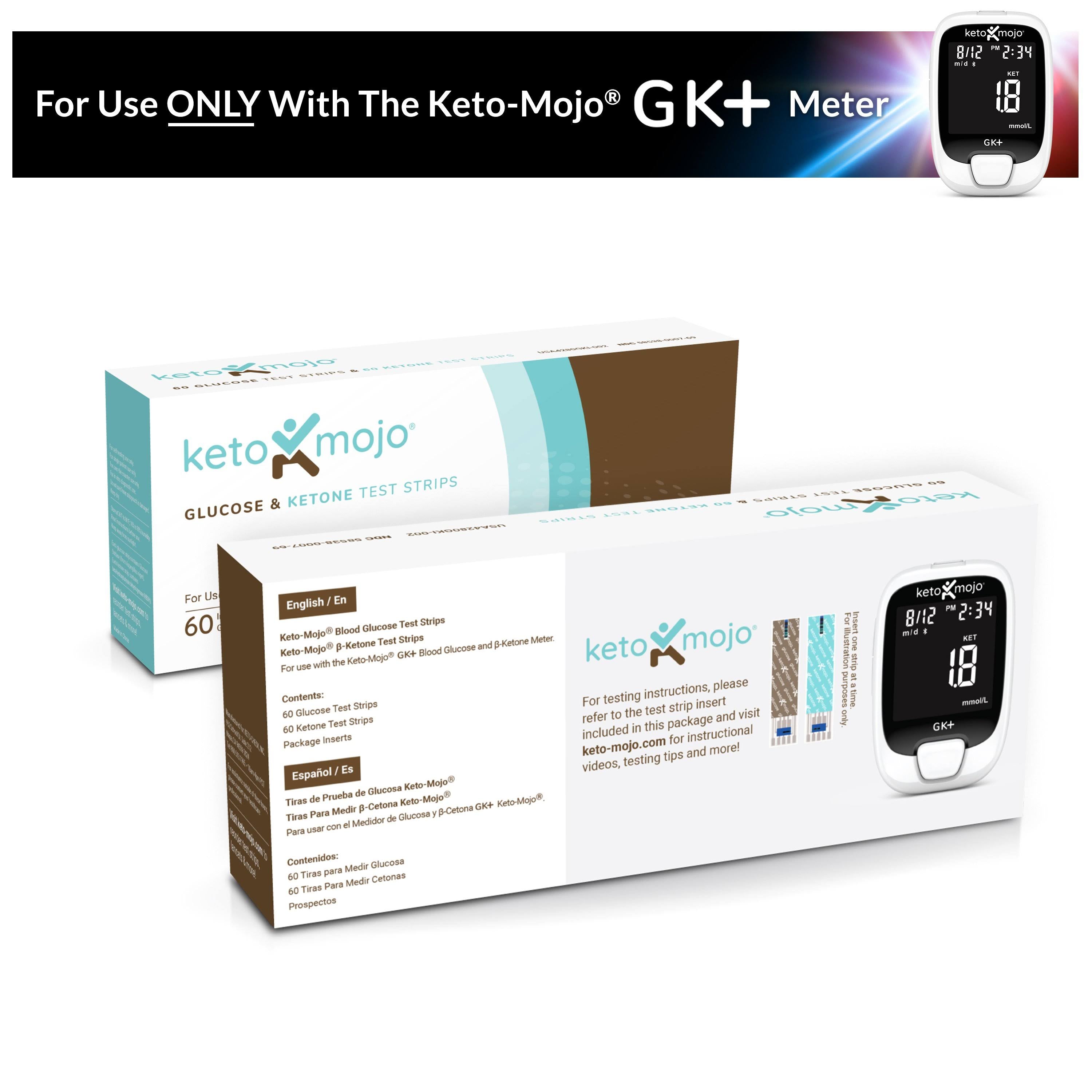 Keto-mojo GK+ Combo Test Strips (60 Glucose u0026 ketone) - Official Company Listing