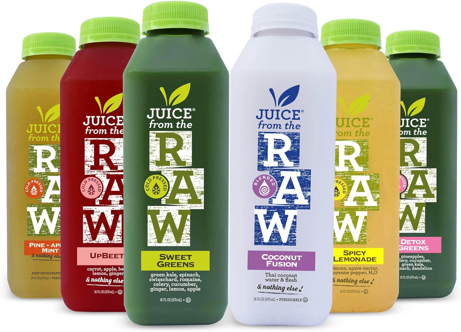 3-Day Juice Cleanse with Coconut Fusion by Juice From the RAW? - 100% Raw Cold-Pressed Juices (18 Total 16 oz. Bottles)