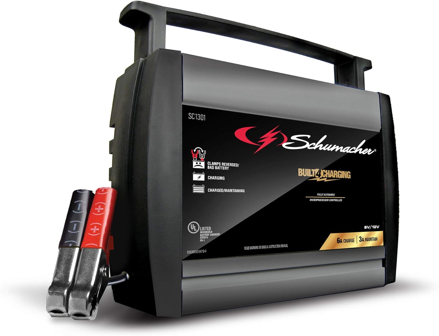 Schumacher Fully Automatic Battery Charger Maintainer, and Auto Desulfator with Battery Detection - 15 Amp/3 Amp, 6V/12V - For Cars, Trucks, SUVs, Marine, RV Batteries