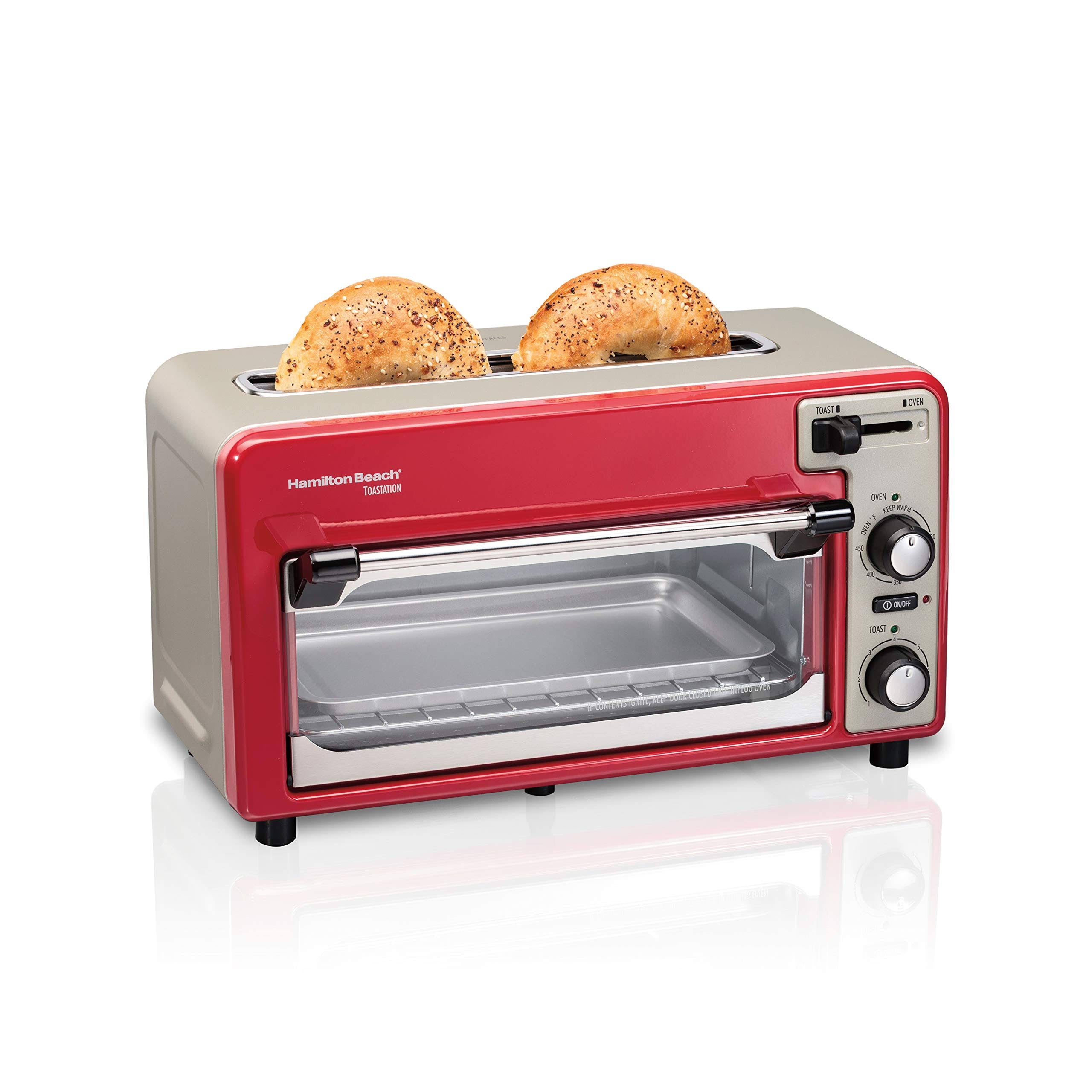 Hamilton Beach - Toastation 2-Slice Countertop Toaster and Toaster Oven - Red 22724