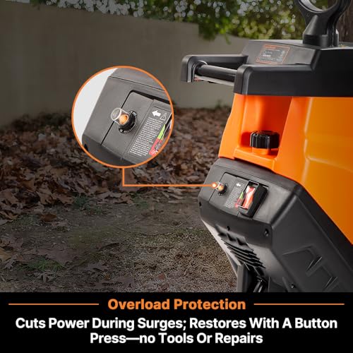 LawnMaster FD1503 Electric Wood Chipper Shredder 15-Amp 1.8-Inch Cutting Diameter Max 14:1 Reduction