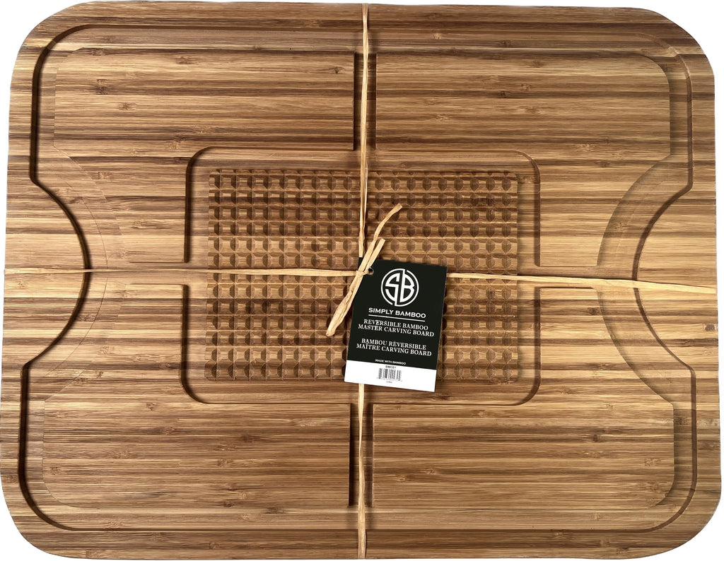 Organic Extra Large Bamboo Cutting Board - Extra Large Wood Cutting Board - Bamboo Carving Board for Meat Cheese and Vegetables – Reversible Large Wooden Cutting Boards for Kitchen – Reversible Cuttin