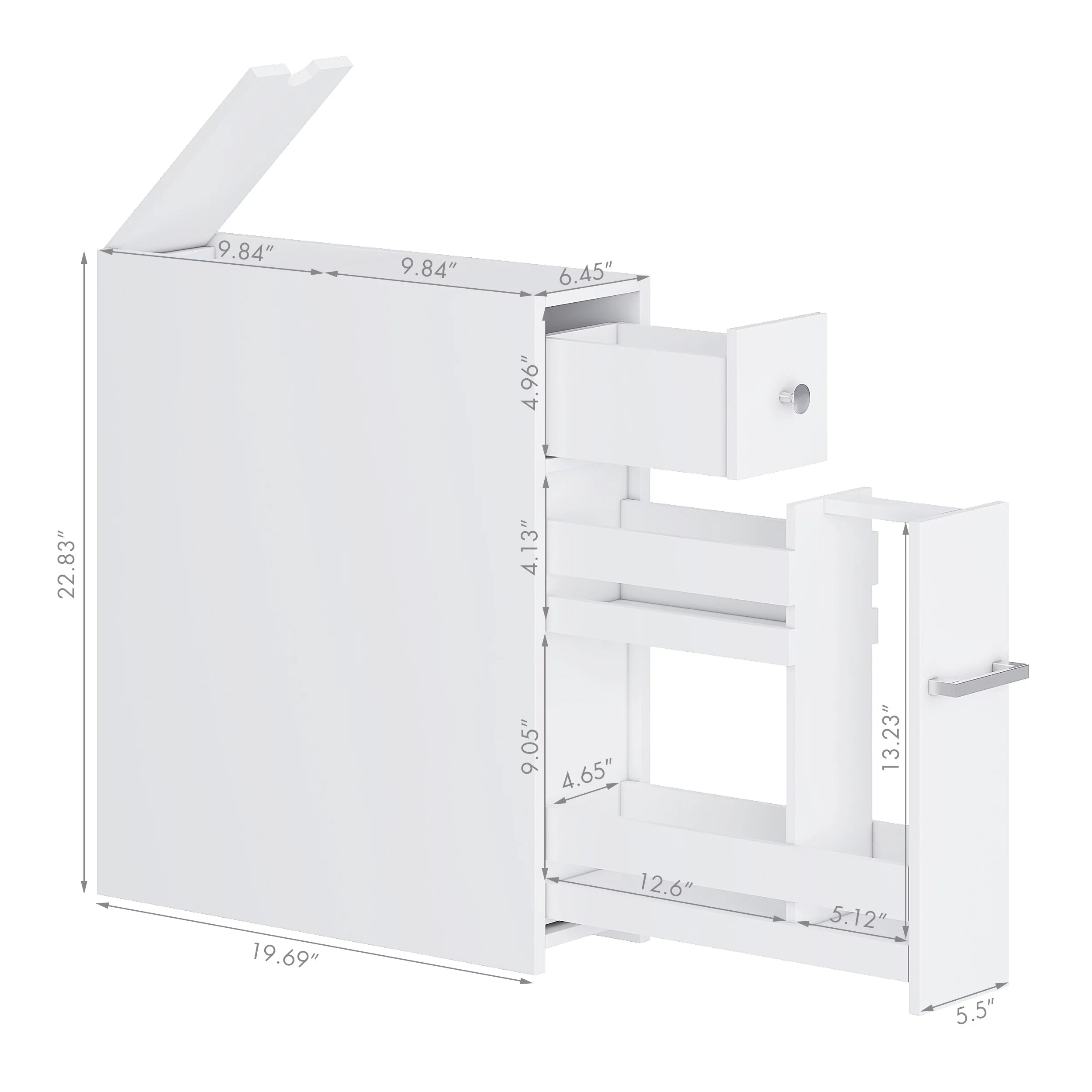 Spirich Home Slim Bathroom Storage Cabinet, Free Standing Toilet Paper Holder, Bathroom Cabinet Slide Out Drawer Storage,White