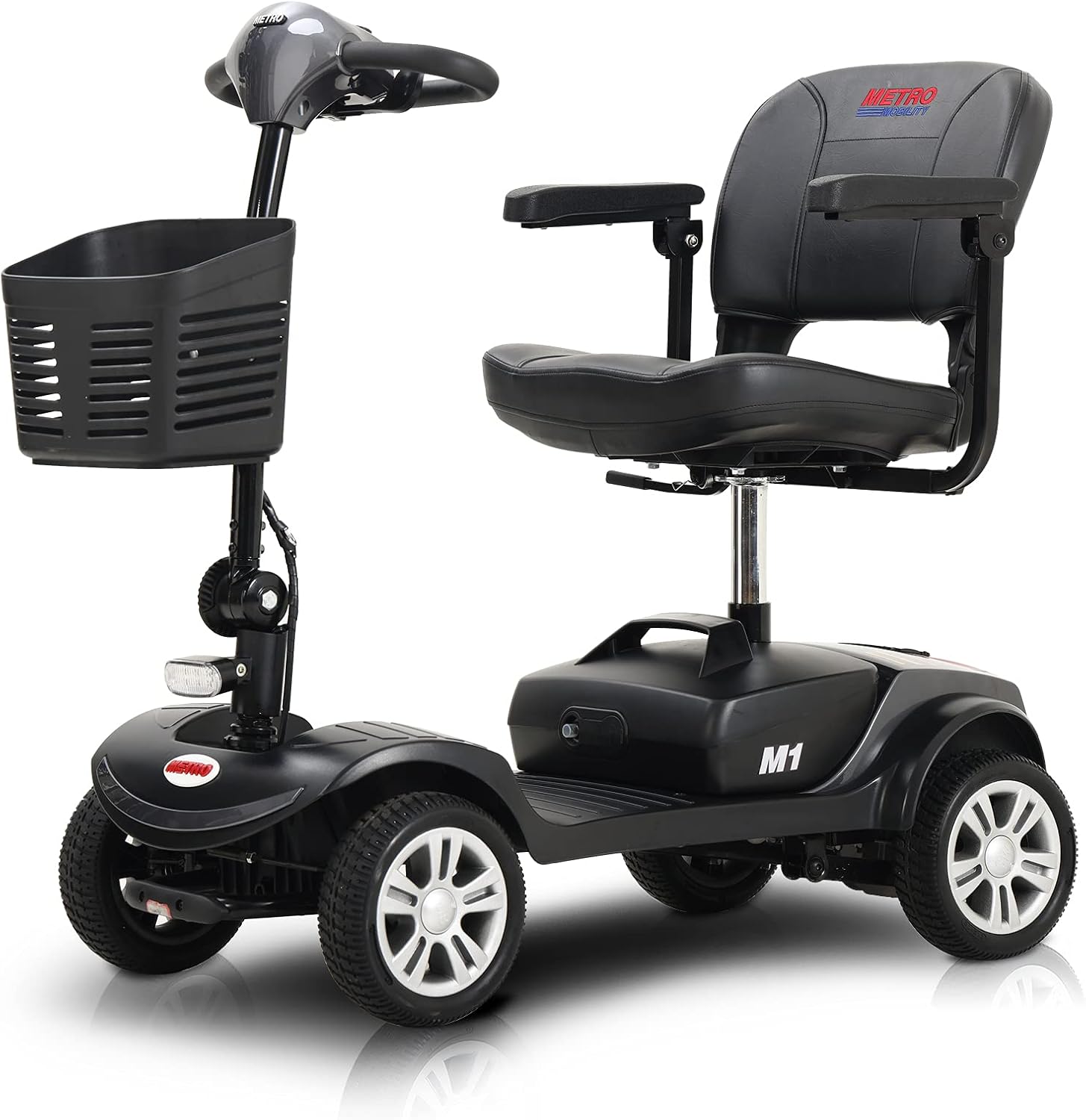 Electric Mobility Scooter for Adults and Seniors 4 Wheel Powered Mobility Scooters for Travel, Elderly - Long Range Power Extended Battery with Charger and Basket Included