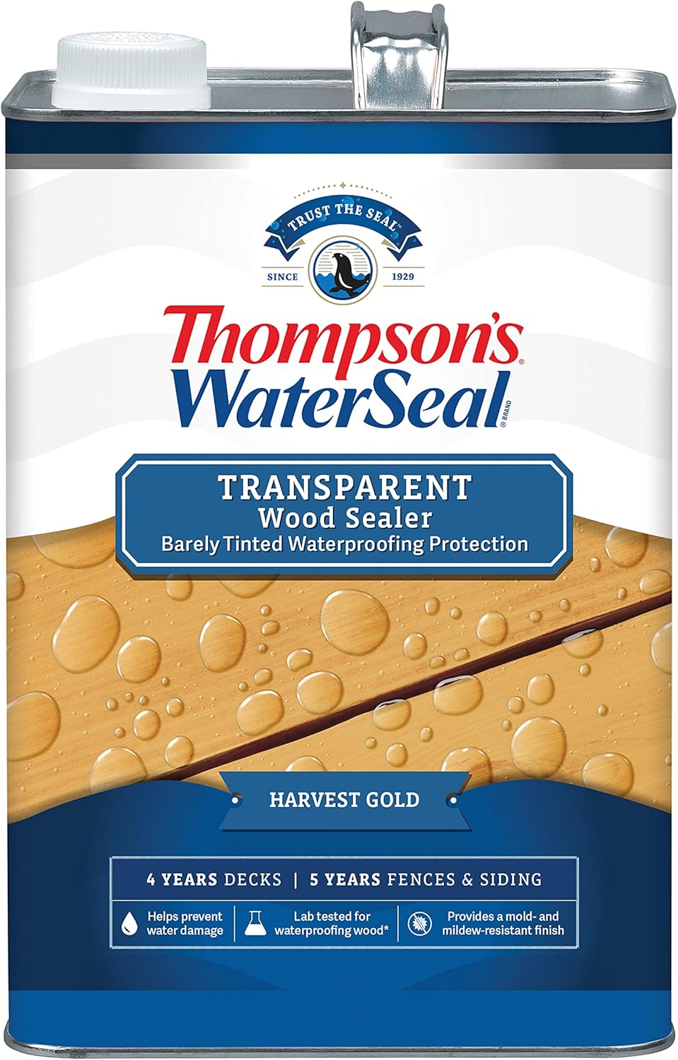 Thompson’s WaterSeal Transparent Waterproofing Wood Stain and Sealer, Harvest Gold, 1 Gallon