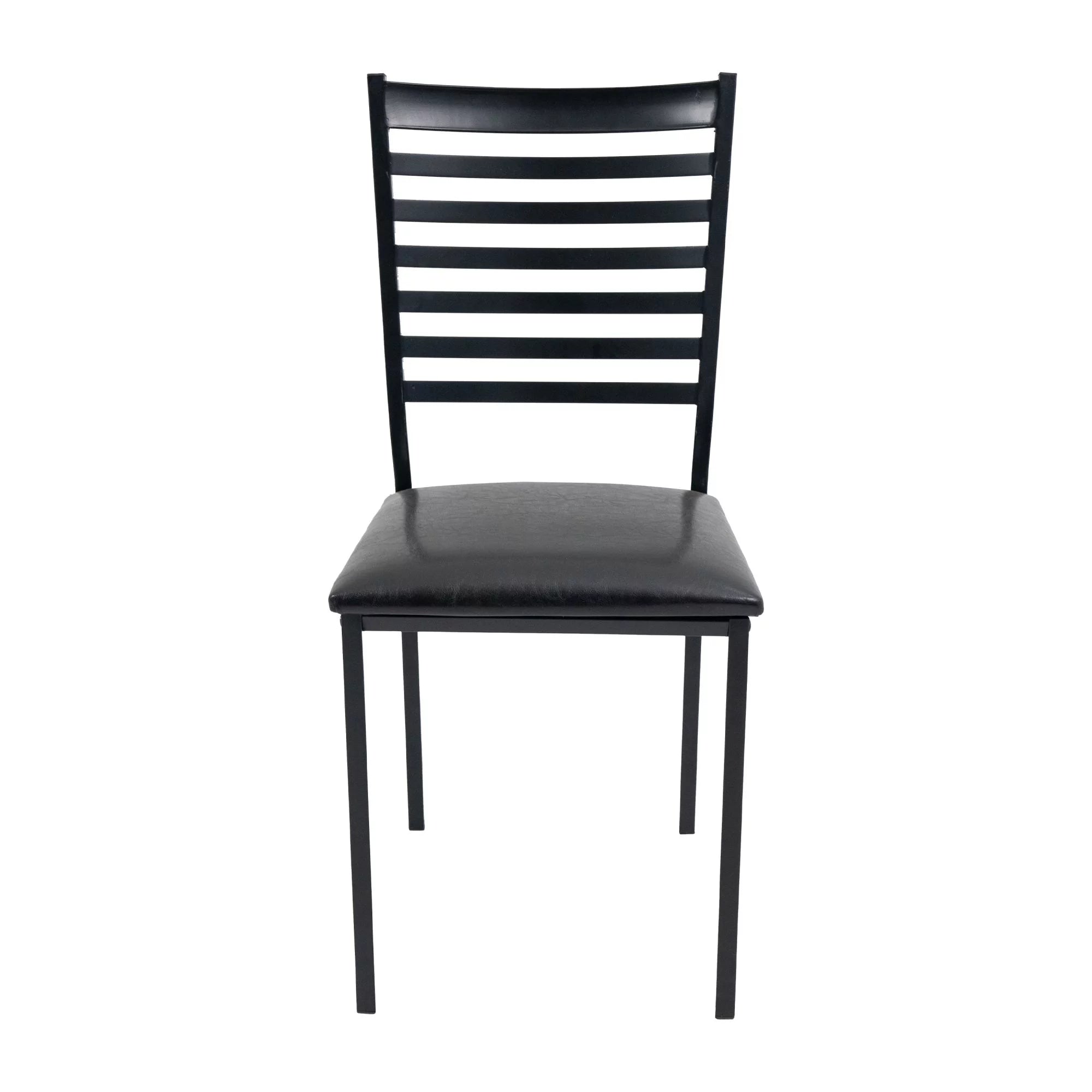 5 Piece Dining Table Set Kitchen 1 Table and 4 Upholstered Chairs Metal Frame Tempered Glass Top Black