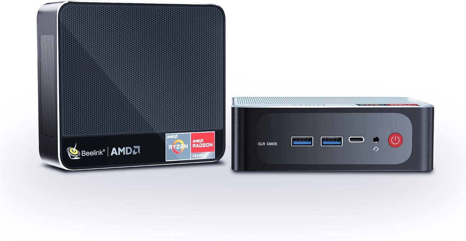 Beelink SER4 Ryzen Mini PC Windows 11 AMD Ryzen 7 4800U(7nm, 8C/16T)up to 4.2GHz, 32GB DDR4 RAM 512GB NVME SSD, 4K@60Hz Triple Display Dual HDMI+Type-C, Support 57W Mini Gaming Computer WiFi 6E BT5.0