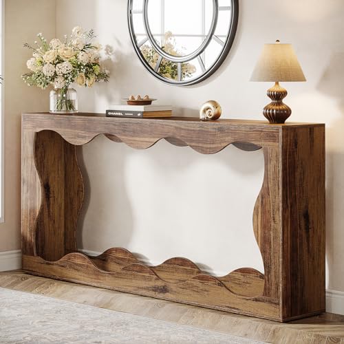 Tribesigns 63 Inches Farmhouse Console Table with Storage, Couch Table Behind Sofa, Long Entryway Sofa Station, Narrow Console Stand, Hallway Stand for Entryway Living Room, Brown