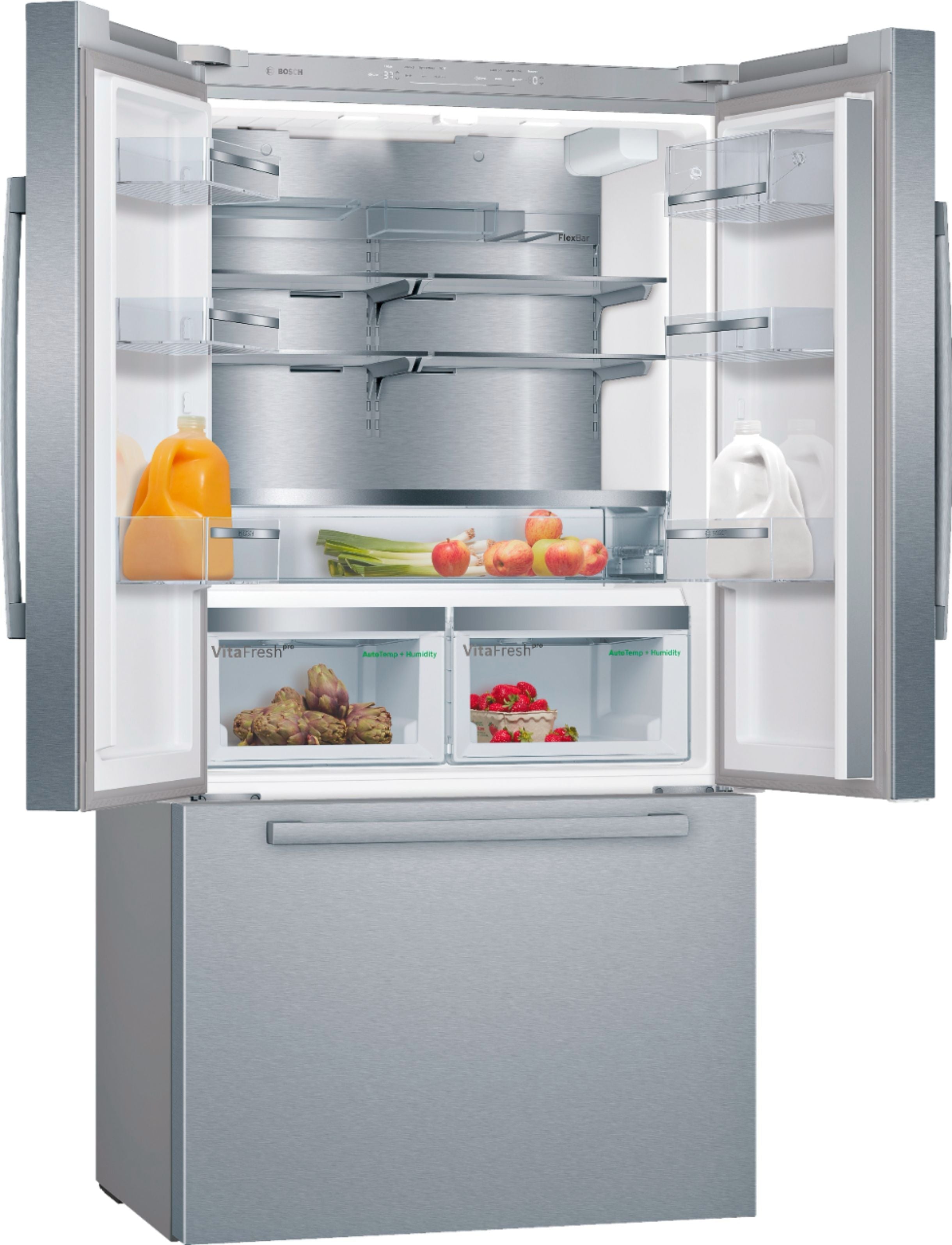 Bosch - 800 Series 21 Cu. Ft. French Door Counter-Depth Smart Refrigerator - Stainless steel