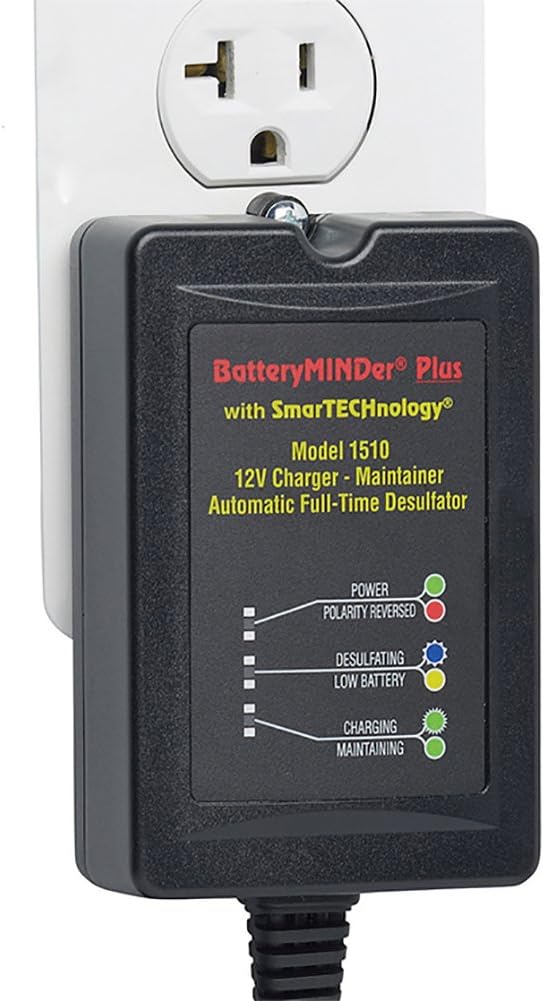BatteryMINDer 1510: 12 Volt-1.5 Amp Battery Charger, Battery Maintainer, and Battery Desulfator – Designed for Cars, Trucks, Motorcycles, ATV, Boats, RV