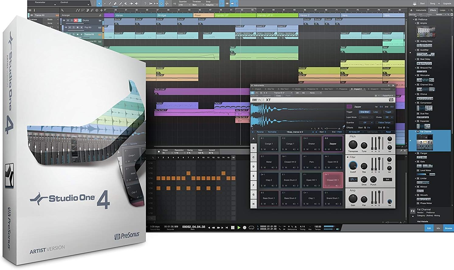 PreSonus AudioBox 96 Audio Interface (May Vary Blue or Black) Full Studio Bundle with Studio One Artist Software Pack with Eris 4.5 BT Pair Studio Bluetooth Monitors and 1/4” Instrument Cable