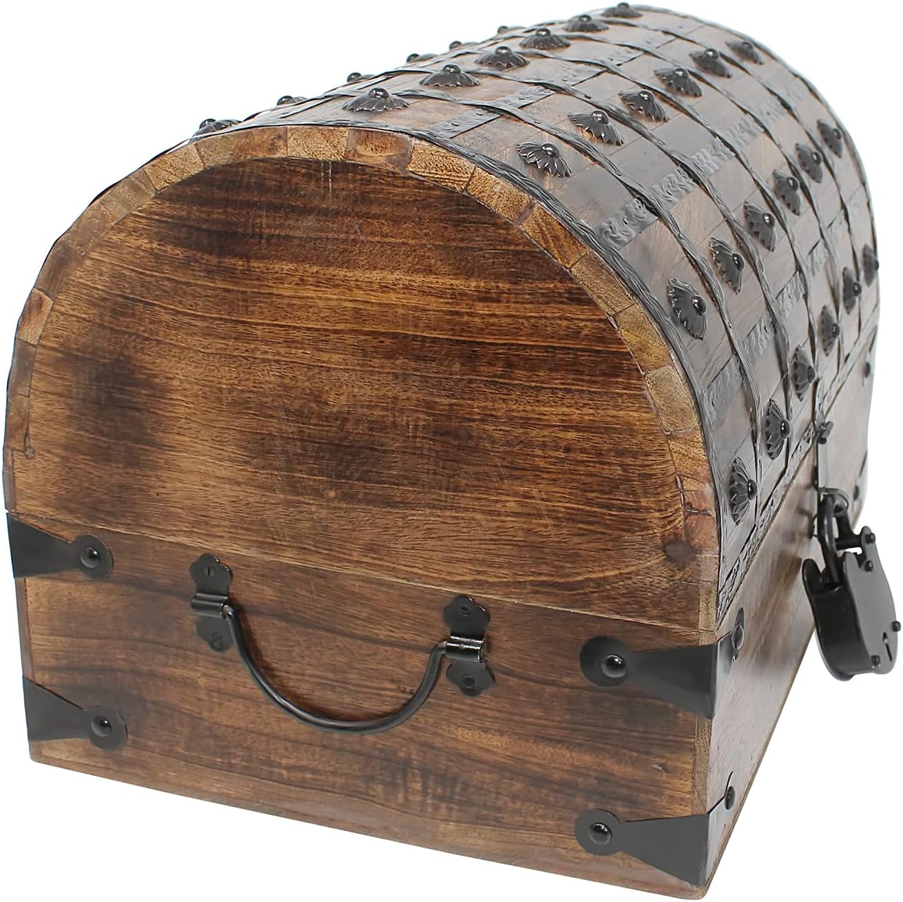 Nautical Cove Pirate Treasure Chest with Iron Lock and Skeleton Key - Storage and Decorative Box (X-Large 16 x 11 x 10.5) Pack of 2