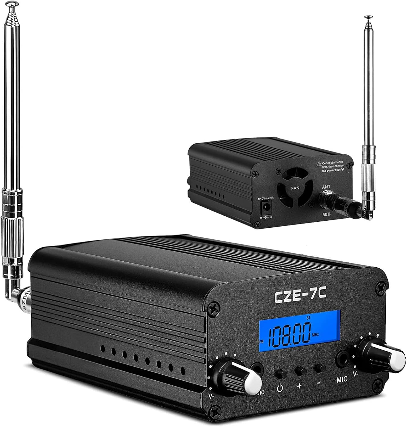 RICHRYCE FM Transmitter for Church, 1W / 7W Broadcast Radio Stereo Station ，Fcc Certified Wireless Broadcast Transmitter 76M to 108Mhz with Mic for Drive-in Movie Theater ，Campus