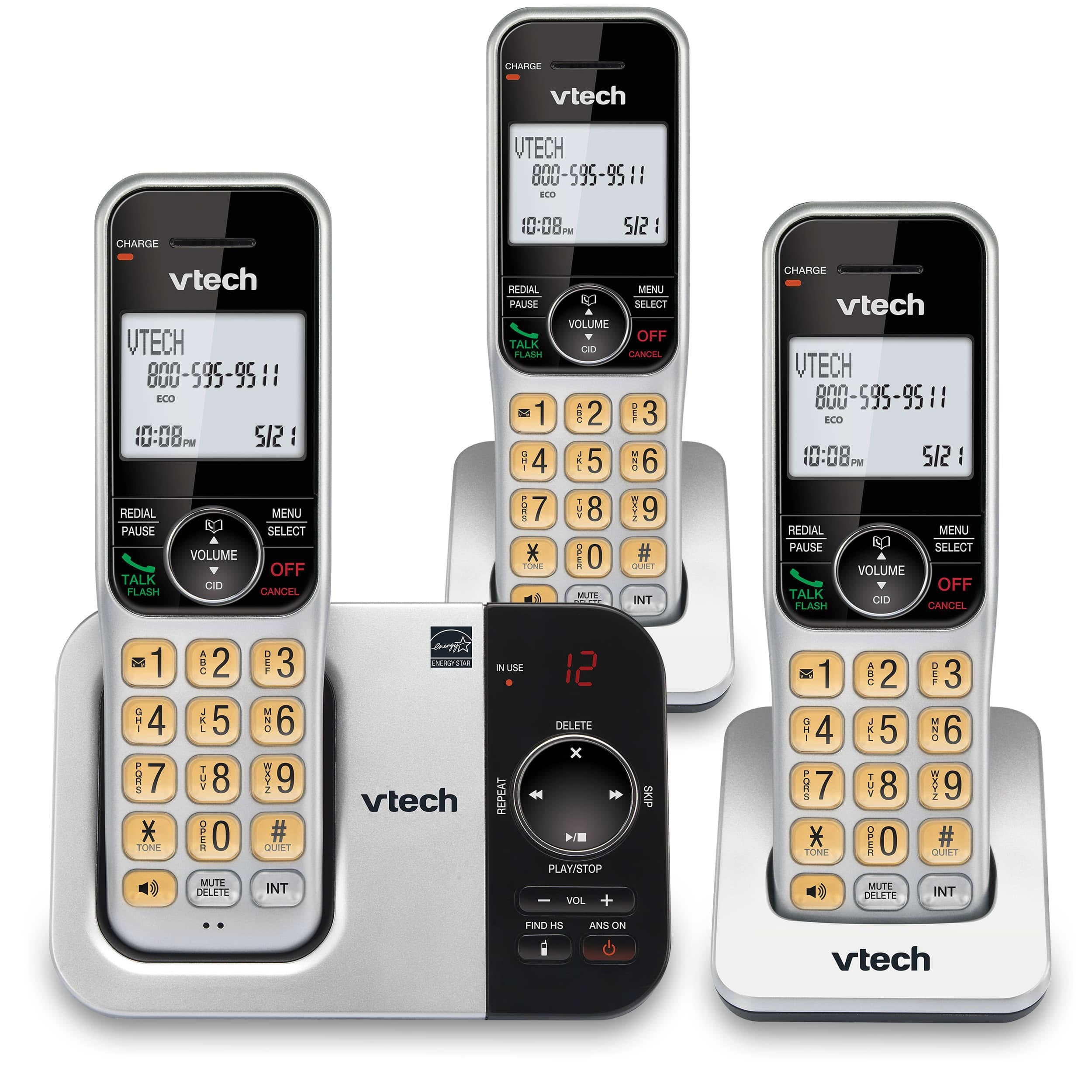 Vtech Dect 6.0 Expandable Cordless Phone with Answering Machine - 3 Handsets (CS5329-3)