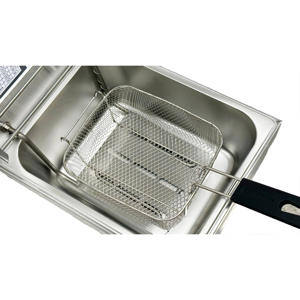 1600W Electric Deep Fryer, Stainless Steel Countertop Fryer Large Capacity, Thickening Multi-functional Fryer Commercial Single-chamber 2.5 Gallon