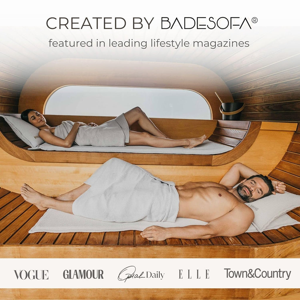 SAUNASOFA™ Sauna Mat & Pillow Set – 2 Seater Sauna seat Cushion with Pillow – Heat-Resistant Sauna kit for Infrared & Finnish saunas in Grey