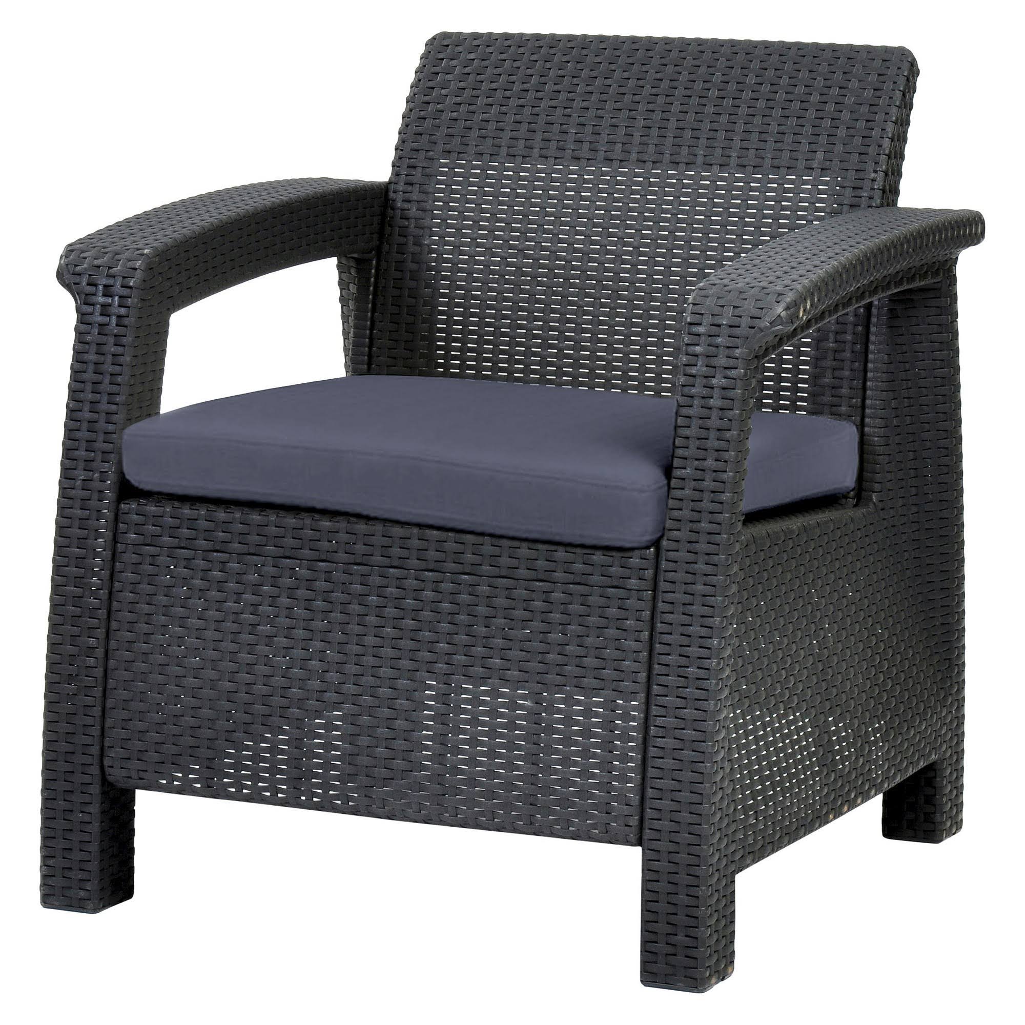 Corfu Resin Patio Armchair with Cushion - Gray - Keter