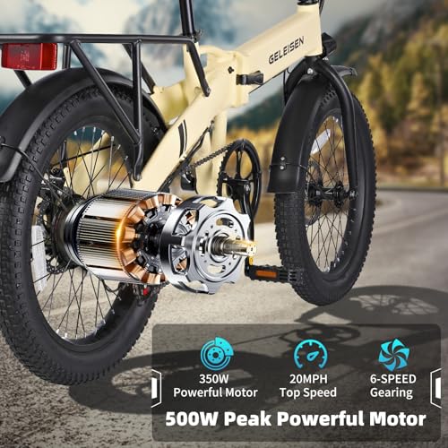Folding Electric Bike for Adults, 20×3.0 Fat Tire Electric Bicycle, 374.4Wh Battery Ebike, 20MPH Electric Cargo Bike with LCD Color Display & 6 Speed Gears (Fits for 5'0+)