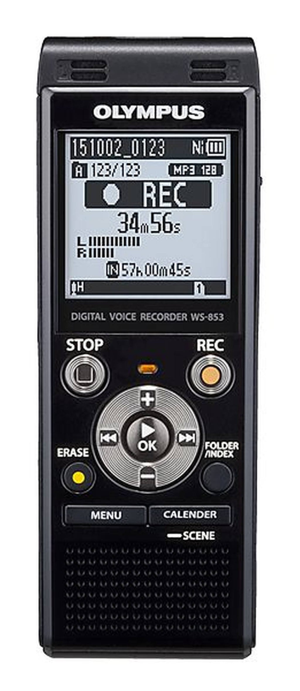 Olympus WS-853 Digital Voice Recorder - 8 GB - up to 260 hrs (MP3 Recording) - 64 kbps - Black