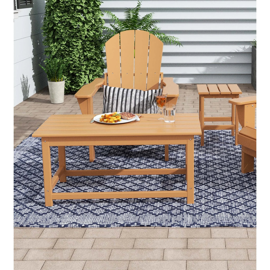 Polytrends  Laguna All Weather Poly Outdoor Coffee Table - Rectangle Teak