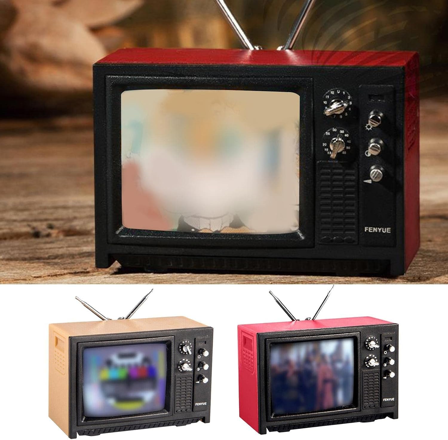1:12 Doll House Vintage Old Style Miniature Television TV with Picture Doll House Room Decor Model Bedroom Toy Furniture Living Miniture Toy