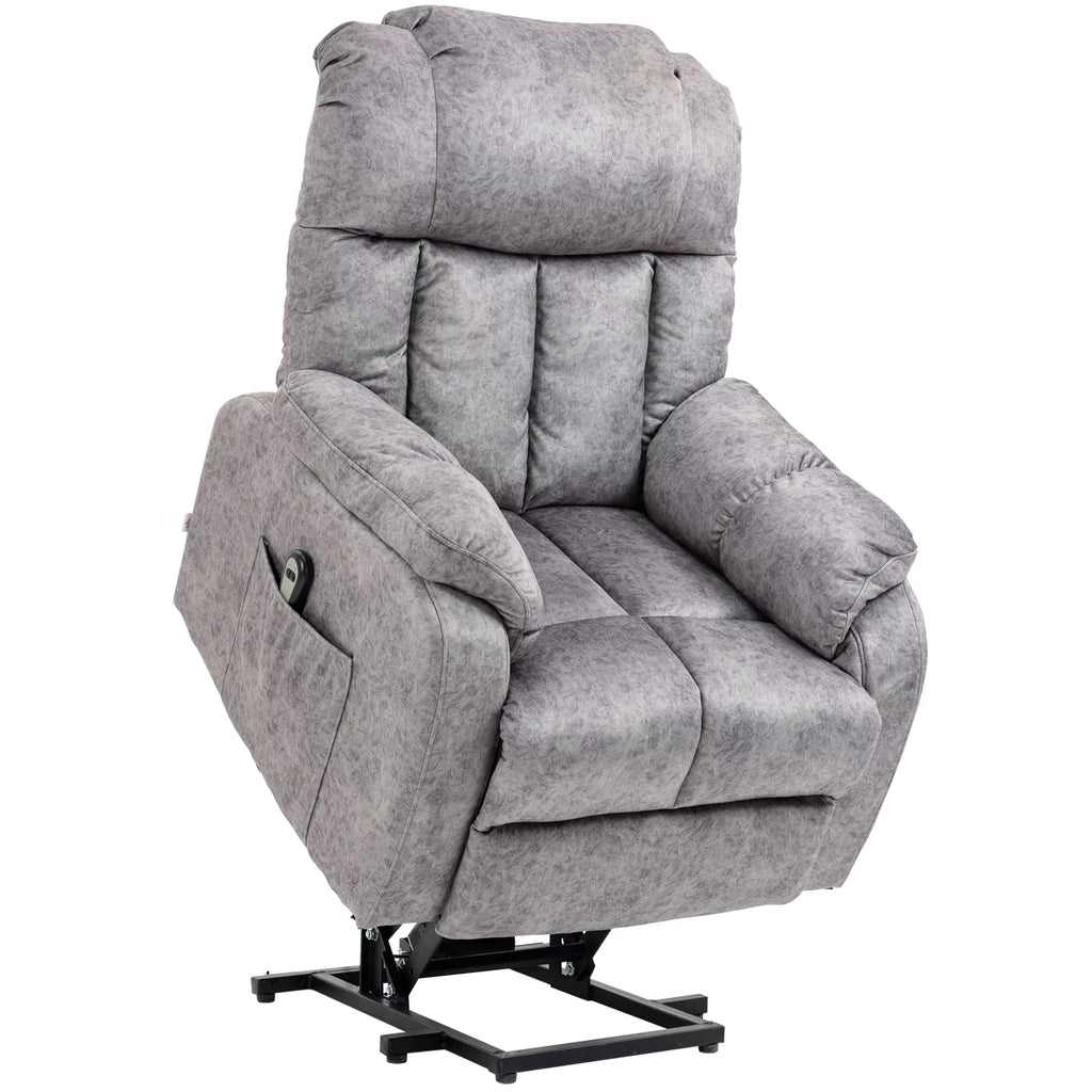 HOMCOM Power Lift Chair, Electric Recliner for Elderly, Compact Living Room Chair with Side Pocket & Remote Control, Grey