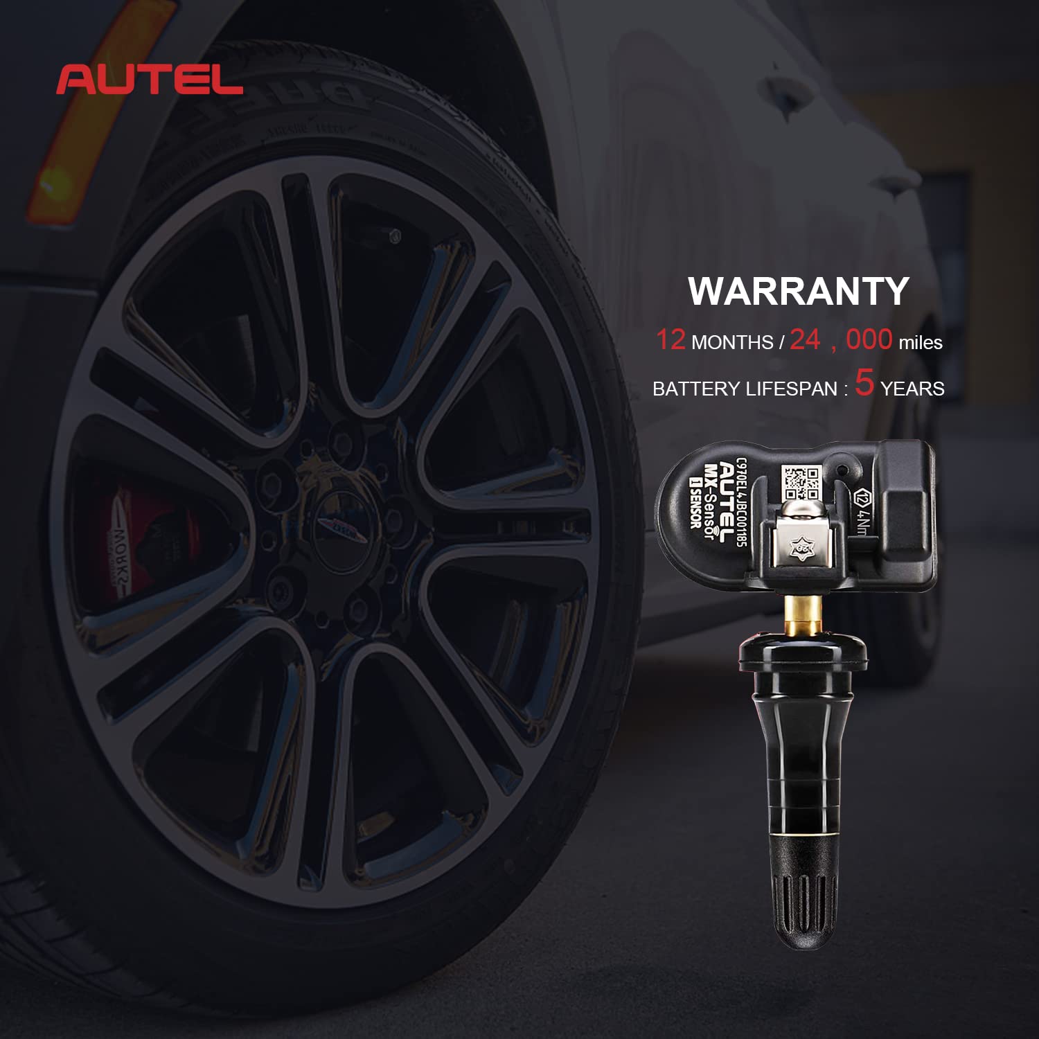 Autel TPMS Sensor MX-Sensor TPS218-315MHz+433MHz 2 in 1 Dual Frequency Replaced OEM Tire Pressure Sensor Universal Programmable Screw-in Sensor Sets of 4 (Rubber Valves)