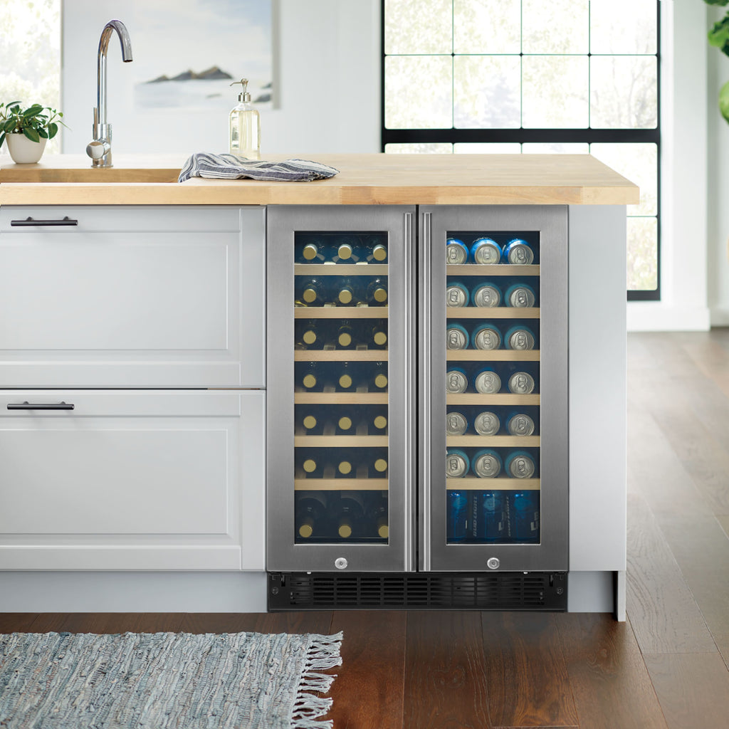 Insignia™ - Dual Zone Wine and Beverage Cooler with Glass Doors - Stainless Steel