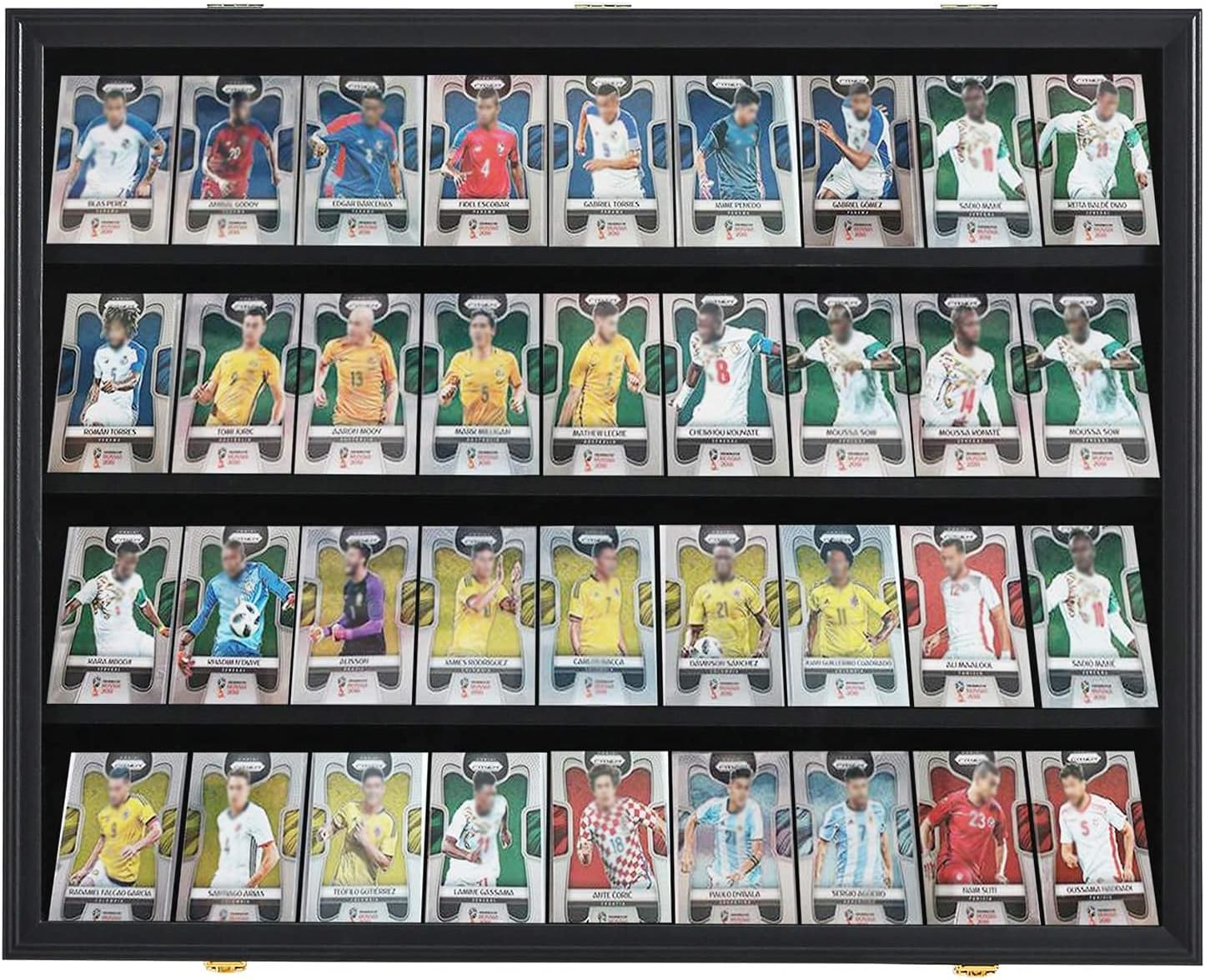 35 Graded Sports Card Display Case - Baseball Card Display Frame with UV Protection Clear View Lockable Wall Cabinet for Basketball Collectible Trading Card Black Finish