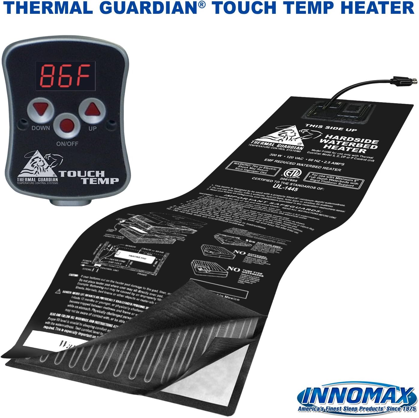 INNOMAX Thermal Guardian Touch Temp Solid State Hardside Waterbed Heater, Full Watt