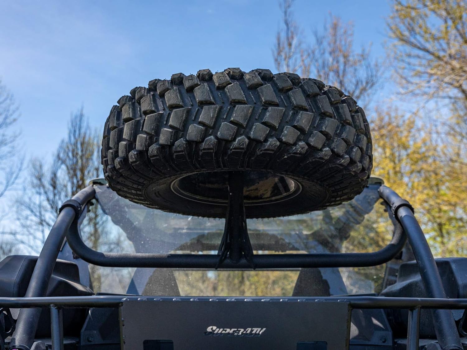SuperATV Spare Tire Carrier for 2020+ Kawasaki Teryx KRX 1000 | Fits up to 37 Tire | Secures to Rear Frame of Vehicle | Made with Powder-Coated Steel Tubing | No Drilling or Welding Required!