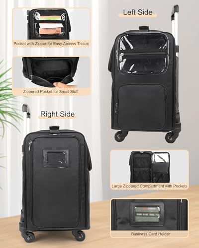 Relavel Rolling Makeup Train Case, Hairstylist Traveling Bag with 4 Wheels, Heat Insulation Full Layer, Adjustable Dividers, Hair Tools and Cosmetics Storage Organizer Trolley Suitcase Makeup Cart