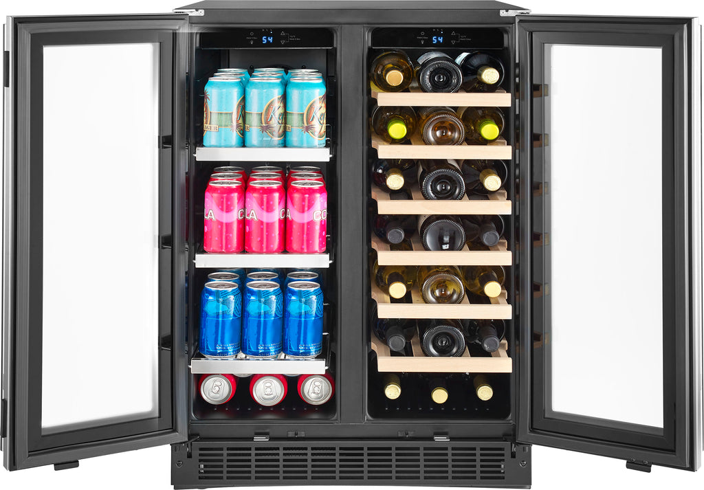 Insignia™ - Dual Zone Wine and Beverage Cooler with Glass Doors - Stainless Steel