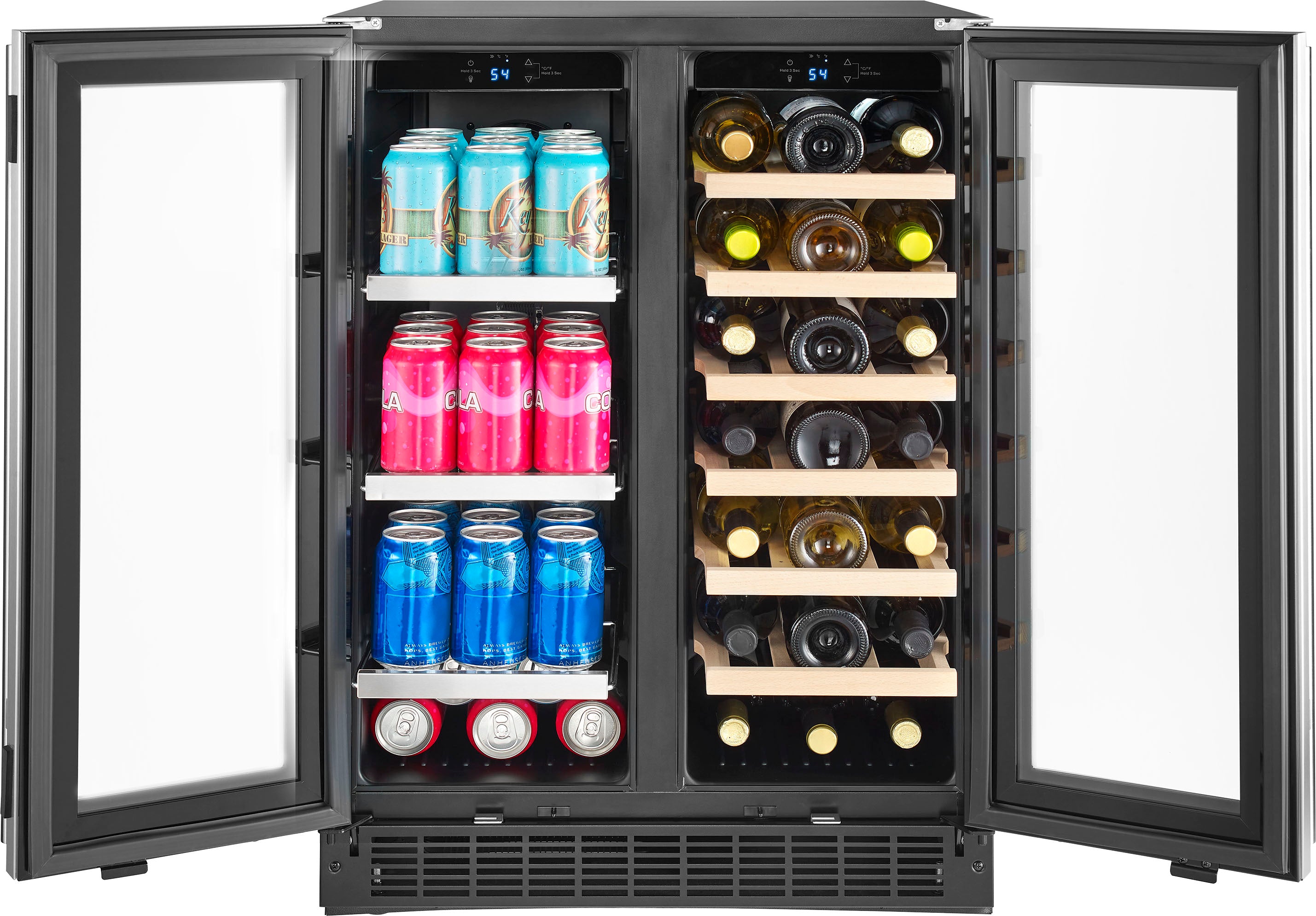 Insignia™ - Dual Zone Wine and Beverage Cooler with Glass Doors - Stainless Steel