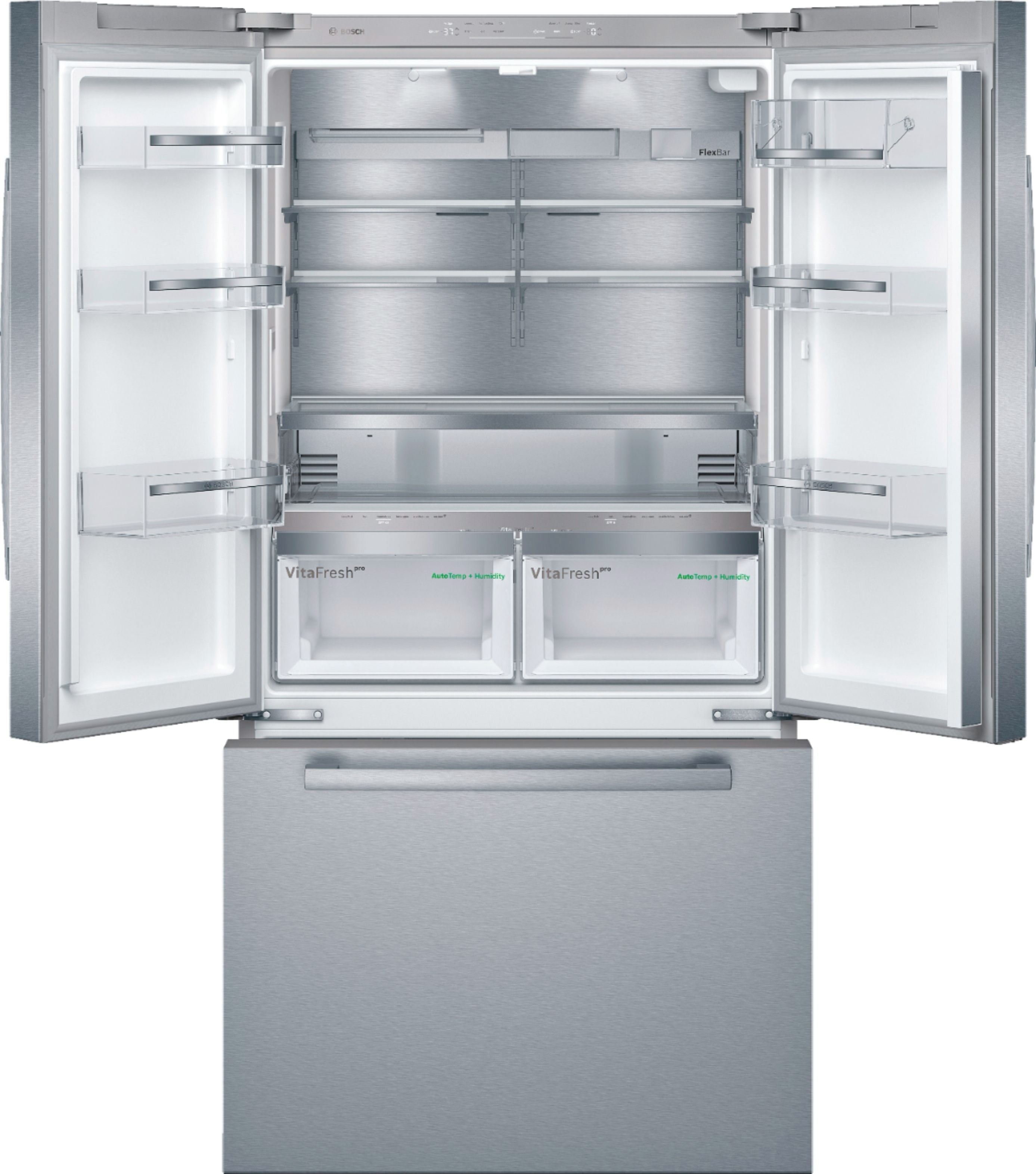 Bosch - 800 Series 21 Cu. Ft. French Door Counter-Depth Smart Refrigerator - Stainless steel