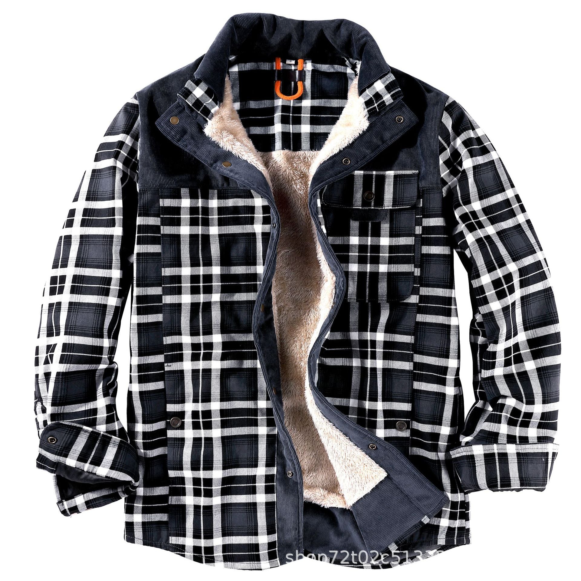 Men's  Winter Plaid Sherpa Lined Jacket
