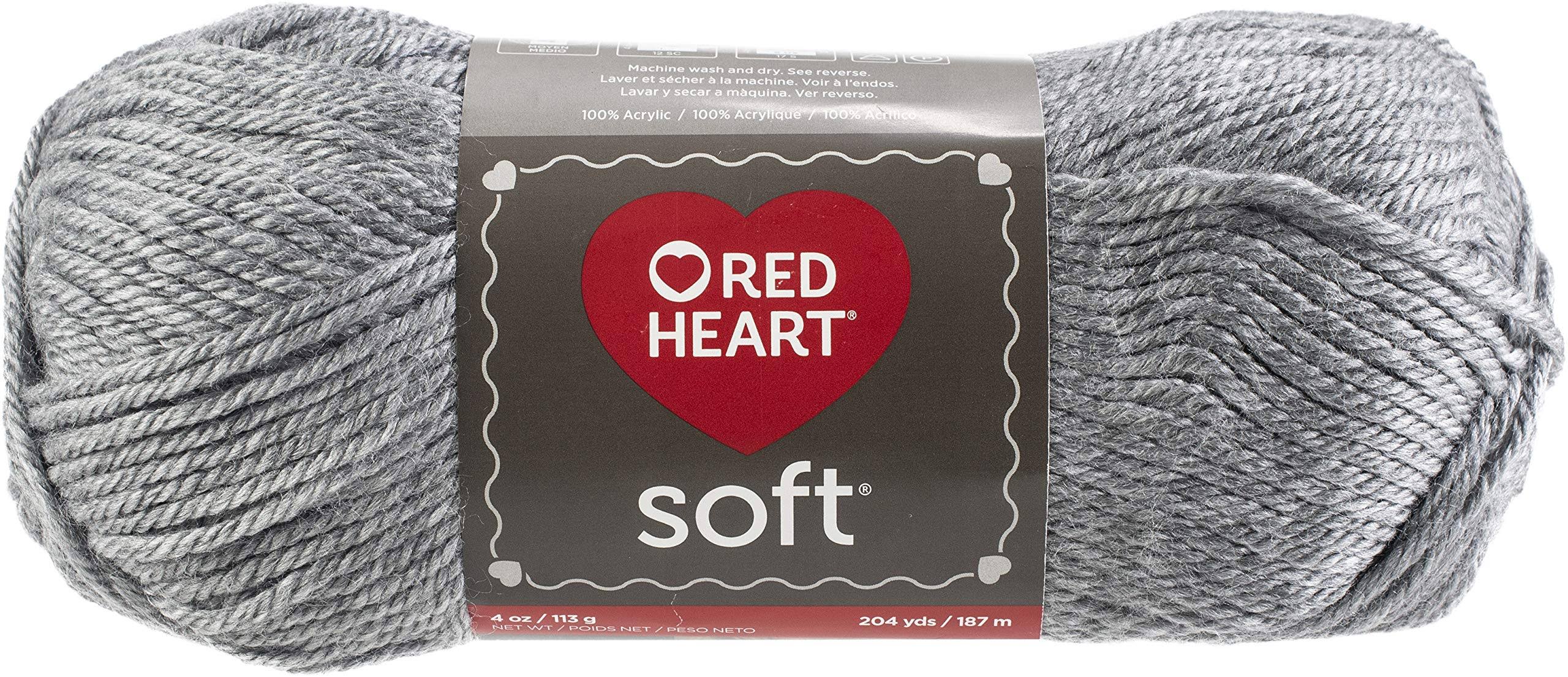 Red Heart Soft Yarn - Light Grey Heather, Multipack of 12