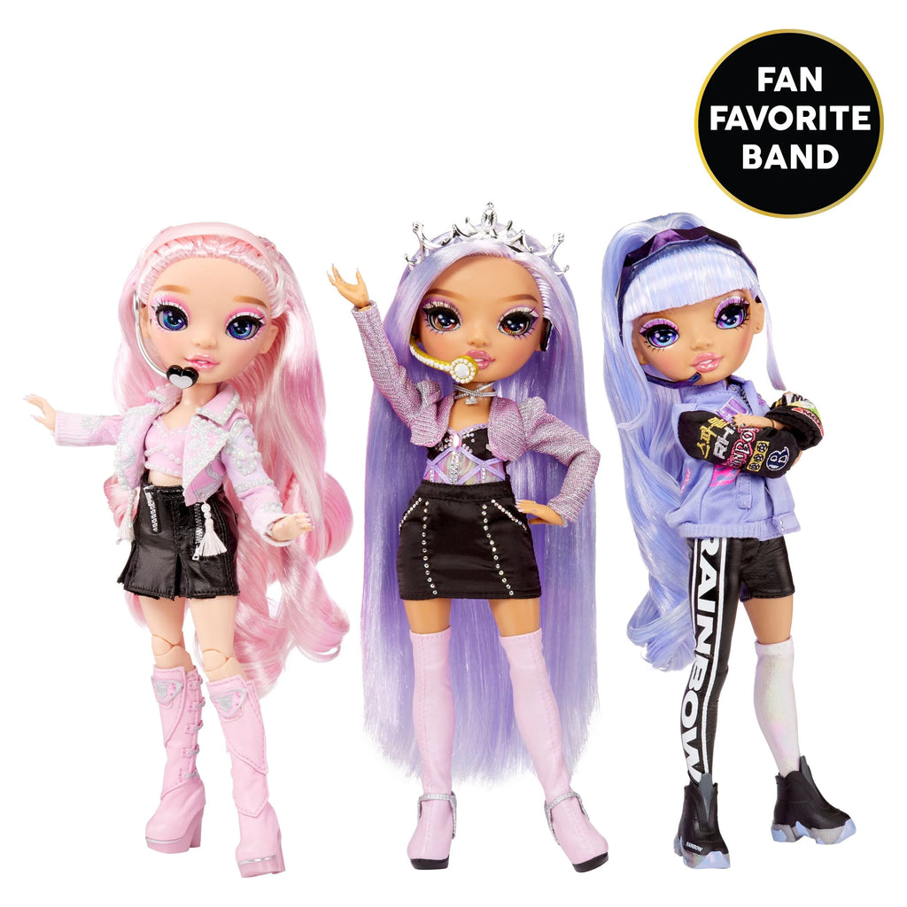 Rainbow High Rainbow Vision Royal Three K-pop – Minnie Choi (Pink Lavender) Fashion Doll. 2 Designer Outfits to Mix & Match w/ Microphone Headset & Band Merch Playset, Gift for Kids 6-12