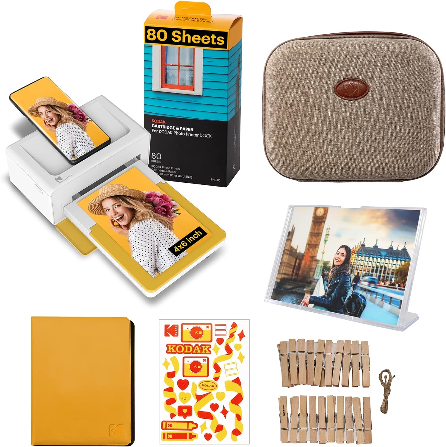 Kodak Dock Plus 4x6” Portable Instant Photo Printer, Compatible with iOS, Android and Bluetooth Devices Full Color Real Photo, 4Pass & Lamination Process, Premium Quality - Convenient
