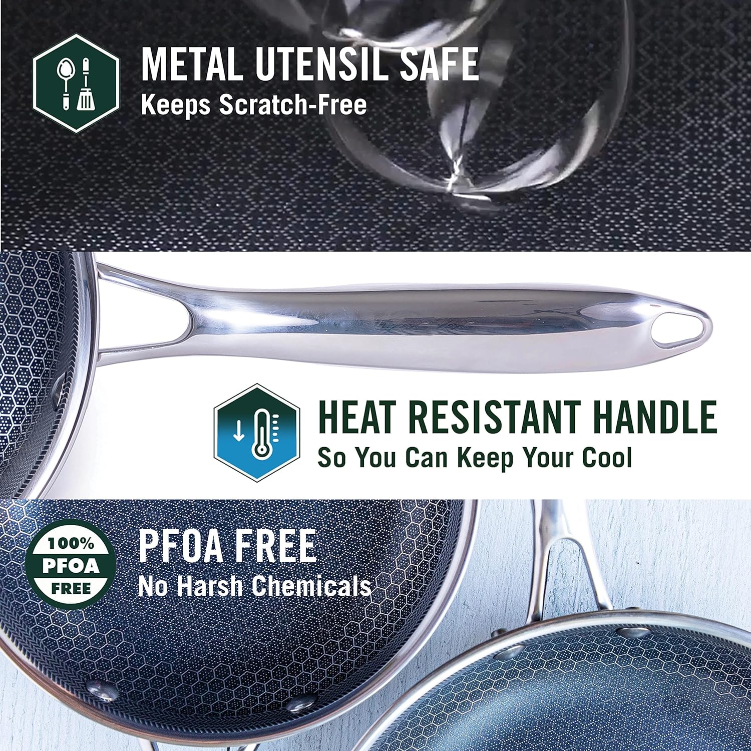 HexClad 1 Quart Hybrid Pot with Glass Lid - Non Stick Saucepan, Easy to Clean, Dishwasher & Oven Safe - Perfect for Making Sauces, Reheating Soups, Stocks, Cooking Grains