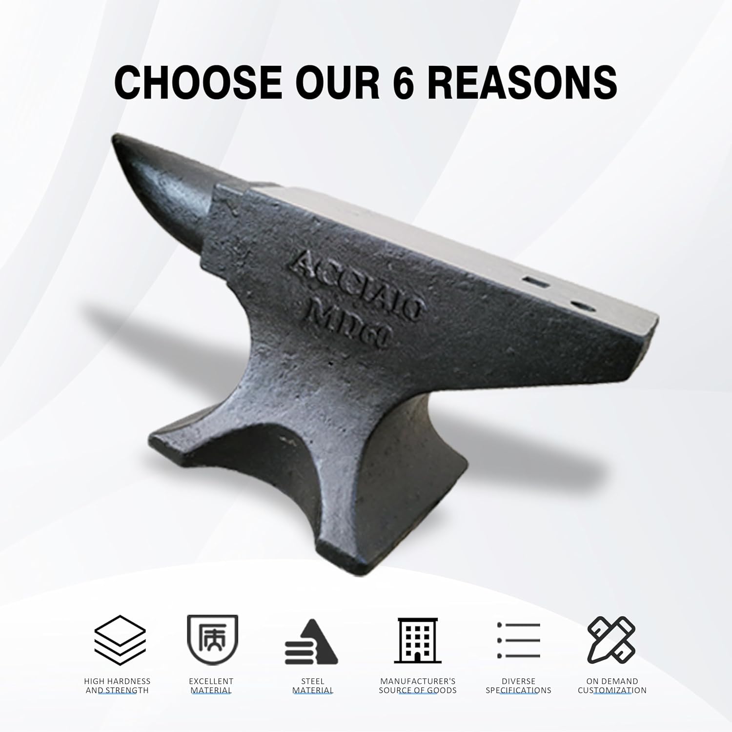 Cast Steel Anvil, 132Lbs High Hardness Rugged Single Horn Anvil, Large Countertop and Stable Base, with Round and Square Hole, Metalsmith Tool for Bending and Shaping