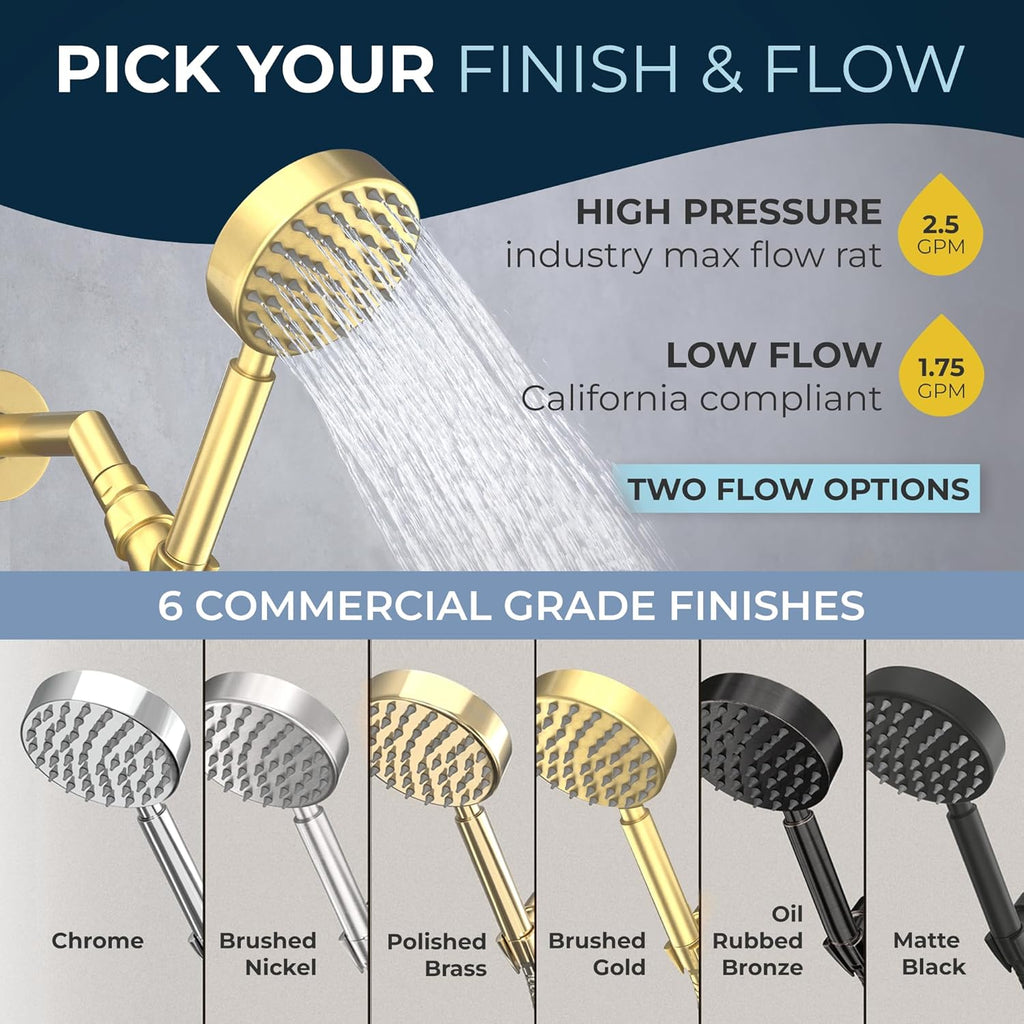 HammerHead Showers® Solid Metal LOW FLOW Handheld Shower Head with Hose and Brass Holder - OIL RUBBED BRONZE – Water Saving 1.75 GPM Detachable Shower Head - Adjustable Shower Wand Bracket & 6ft Hose