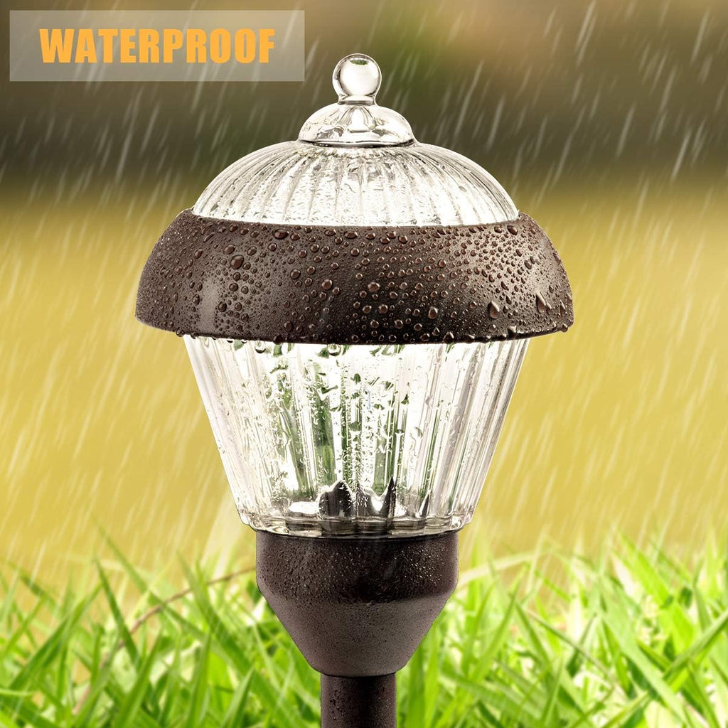 Solpex 4pack high Lumen Solar Pathway Lights，Metal Solar Path Lights，2 Bright LED，Waterproof IP65 Auto On/Off Solar Garden Lights for Walkway Driveway Yard