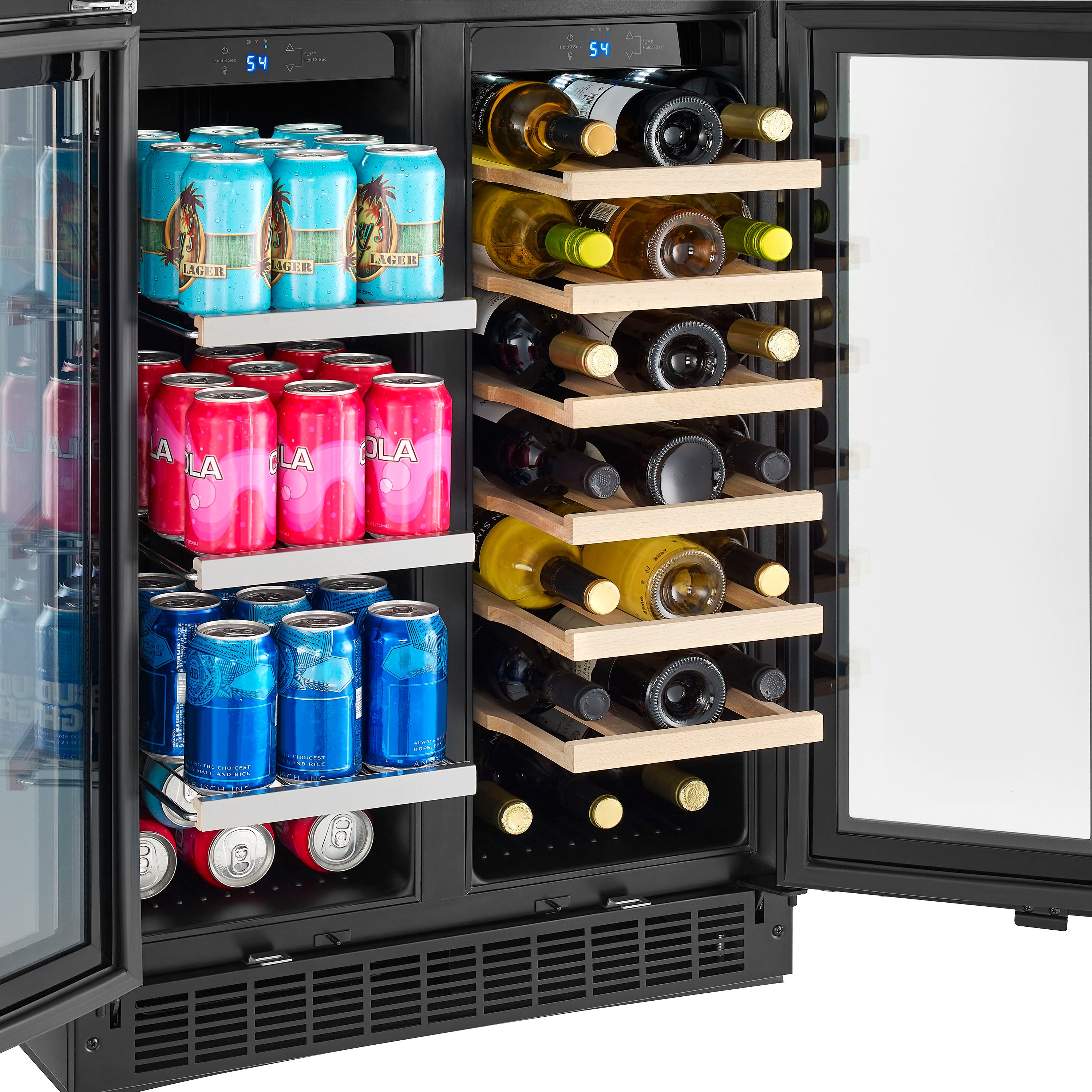 Insignia™ - Dual Zone Wine and Beverage Cooler with Glass Doors - Stainless Steel