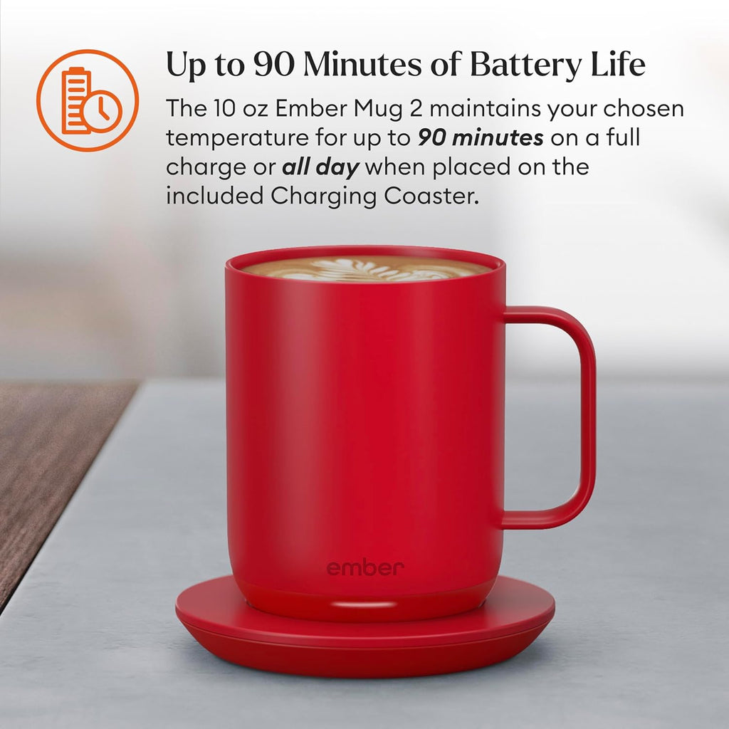 Ember Temperature Control Smart Mug 2, 14 Oz, App-Controlled Heated Coffee Mug with 80 Min Battery Life and Improved Design, White