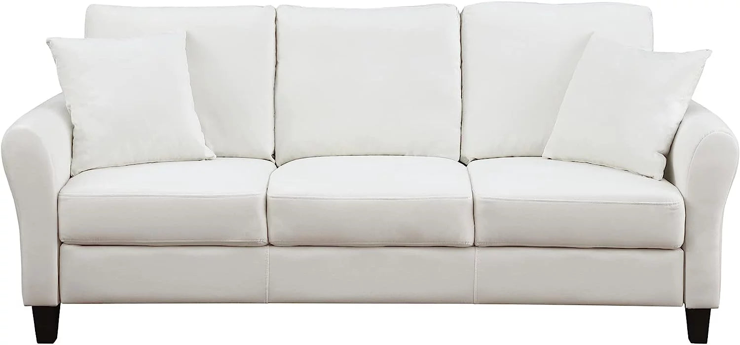 SZLIZCCC Cream Velvet Sofa Three Seater Couch，78 inches Long Sofas,Soft Sitting Sofa，Couches for Living Room, Apartment, Bedroom